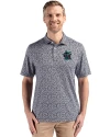 Miami Marlins City Connect- Cutter & Buck Pike Recycled Flora Print Mens Polo Black Front Thumbnail Image