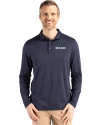 Boston Red Sox City Connect- Cutter & Buck Coastline Recycled Double Peached Mens Long Sleeve Polo Navy Blue Front Thumbnail Image