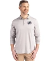 Washington Nationals City Connect- Cutter & Buck Coastline Recycled Double Peached Mens Long Sleeve Polo CONCRETE Front Thumbnail Image
