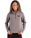 Colorado Rockies City Connect- Cutter & Buck Roam Recycled Buttery-Soft Knit Womens Quarter Zip Pullover Elemental Grey Front Thumbnail Image