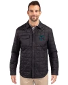 Miami Marlins City Connect- Cutter & Buck Rainier Recycled Insulated Puffer Mens Full Zip Shirt Jacket Black Front Thumbnail Image