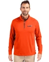 Houston Astros City Connect- Cutter & Buck Adapt Recycled Soft Knit Stretch  Mens Quarter Zip Pullover  College Orange Front Thumbnail Image