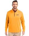 Houston Astros City Connect- Cutter & Buck Adapt Recycled Soft Knit Stretch  Mens Quarter Zip Pullover  Orange Burst Front Thumbnail Image