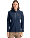 Washington Nationals City Connect- Cutter & Buck Adapt Recycled Soft Knit Stretch Womens Half Zip Pullover Navy Blue Front Thumbnail Image