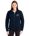 Washington Nationals City Connect- Cutter & Buck Cascade Epic Comfort Recycled Sherpa Fleece Womens Full Zip Jacket Navy Blue Front Thumbnail Image