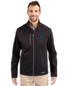 View image 1: Miami Marlins City Connect- Cutter & Buck Evoke Recycled Honeycomb Fleece Mens Full Zip Jacket Black Front