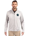 Miami Marlins City Connect- Cutter & Buck Evoke Epic Versatility Recycled Softshell Mens Full Zip Jacket CONCRETE Front Thumbnail Image