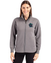 Miami Marlins City Connect- Cutter & Buck Roam Recycled Buttery-Soft Knit Womens Full Zip Jacket Elemental Grey Front Thumbnail Image