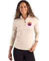 Colorado Rockies City Connect- Cutter & Buck Coastline Recycled Double Peached Womens Quarter Zip Pullover Wheat Front Thumbnail Image