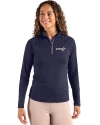 Houston Astros City Connect- Cutter & Buck Coastline Recycled Double Peached Womens Quarter Zip Pullover Navy Blue Front Thumbnail Image