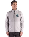 Miami Marlins City Connect- Cutter & Buck Hunts Point Recycled Fleece Mens Hybrid Full Zip Jacket
 Polished Medium Gray Front Thumbnail Image