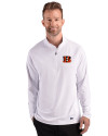 Cincinnati Bengals Cutter & Buck Prospect Recycled Featherlight Stretch Mens Quarter Zip White Front Thumbnail Image