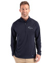 Denver Broncos Mono Cutter & Buck Prospect Recycled Featherlight Stretch Mens Quarter Zip Navy Blue Front Thumbnail Image