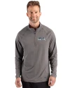 Seattle Seahawks Cutter & Buck Prospect Recycled Featherlight Stretch Mens Quarter Zip Elemental Grey Front Thumbnail Image