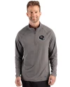 Houston Texans NFL Helmet Cutter & Buck Prospect Recycled Featherlight Stretch Mens Quarter Zip Elemental Grey Front Thumbnail Image
