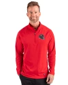 Tampa Bay Buccaneers NFL Helmet Cutter & Buck Prospect Recycled Featherlight Stretch Mens Quarter Zip Red Front Thumbnail Image