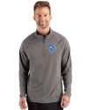 Los Angeles Rams Historic Cutter & Buck Prospect Recycled Featherlight Stretch Mens Quarter Zip Elemental Grey Front Thumbnail Image