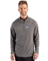 Buffalo Bills NFL Helmet Cutter & Buck Prospect Recycled Featherlight Stretch Mens Quarter Zip Elemental Grey Front Thumbnail Image