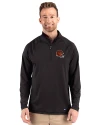 Cincinnati Bengals NFL Helmet Cutter & Buck Prospect Recycled Featherlight Stretch Mens Quarter Zip Black Front Thumbnail Image