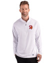 Tampa Bay Buccaneers Historic Cutter & Buck Prospect Recycled Featherlight Stretch Mens Quarter Zip White Front Thumbnail Image