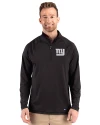 New York Giants Mono Cutter & Buck Prospect Recycled Featherlight Stretch Mens Quarter Zip Black Front Thumbnail Image