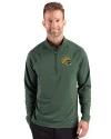Green Bay Packers NFL Helmet Cutter & Buck Prospect Recycled Featherlight Stretch Mens Quarter Zip Hunter Green Front Thumbnail Image