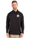 View image 1: Pittsburgh Steelers Cutter & Buck Prospect Recycled Featherlight Stretch Mens Quarter Zip Black Front