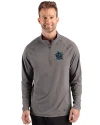 Miami Marlins City Connect- Cutter & Buck Prospect Recycled Featherlight Stretch Mens Quarter Zip Elemental Grey Front Thumbnail Image