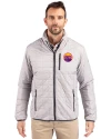 View image 4: Colorado Rockies City Connect- Cutter & Buck Rainier Recycled Insulated Puffer Mens Full Zip Jacket Polished Medium Gray Front