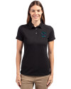Miami Marlins City Connect- Cutter & Buck Advantage Epic Confidence Recycled Tri-Blend Pique Womens Polo Black Front Thumbnail Image
