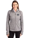 Washington Nationals City Connect- Cutter & Buck Mainsail Sweater-Knit Womens Full Zip Hooded Jacket Polished Heather Front Thumbnail Image