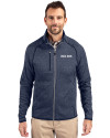 Boston Red Sox City Connect- Cutter & Buck Mainsail Sweater-Knit Mens Full Zip Jacket Liberty Navy Heather Front Thumbnail Image