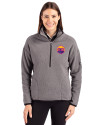 Colorado Rockies City Connect- Cutter & Buck Cascade Epic Comfort Recycled Sherpa Fleece Womens Pullover Jacket Elemental Grey/Black Front Thumbnail Image