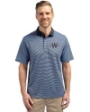 Washington Nationals City Connect- Cutter & Buck Virtue Recycled Micro Stripe Featherlight Pique Mens Polo Atlas/Navy Blue Front Thumbnail Image