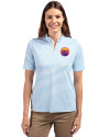Colorado Rockies City Connect- Cutter & Buck Virtue Recycled Stripe Featherlight Pique Womens Half Zip Atlas Light Blue Front Thumbnail Image