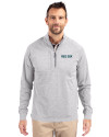 Boston Red Sox City Connect- Cutter & Buck Adapt Recycled Soft Knit Stretch Mens Big & Tall Heathered Quarter Zip Pullover Polished Heather Front Thumbnail Image