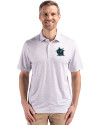 Miami Marlins City Connect- Cutter & Buck Pike Recycled Flora Print Mens Big & Tall Polo Polished Medium Gray Front Thumbnail Image