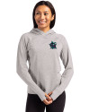 Miami Marlins City Connect- Cutter & Buck Adapt Recycled Soft Knit Stretch Womens Hooded Pullover Polished Heather Front Thumbnail Image