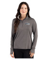 Seattle Seahawks Mono Cutter & Buck Forge Recycled Four-Way Stretch Womens Quarter Zip Pullover Dark Black Heather Front Thumbnail Image
