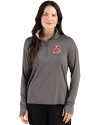 Tampa Bay Buccaneers Historic Cutter & Buck Forge Recycled Four-Way Stretch Womens Quarter Zip Pullover Dark Black Heather Front Thumbnail Image
