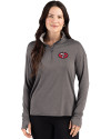 San Francisco 49ers Historic Cutter & Buck Forge Recycled Four-Way Stretch Womens Quarter Zip Pullover Dark Black Heather Front Thumbnail Image