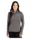 Detroit Lions Cutter & Buck Forge Recycled Four-Way Stretch Womens Quarter Zip Pullover Dark Black Heather Front Thumbnail Image