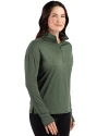 New York Jets Historic Cutter & Buck Forge Recycled Four-Way Stretch Womens Quarter Zip Pullover Dark Hunter Heather Side Thumbnail Image