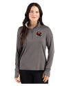 Washington Commanders NFL Helmet Cutter & Buck Forge Recycled Four-Way Stretch Womens Quarter Zip Pullover Dark Black Heather Front Thumbnail Image