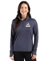 Cleveland Browns Americana Cutter & Buck Forge Recycled Four-Way Stretch Womens Quarter Zip Pullover Dark Navy Blue Heather Front Thumbnail Image