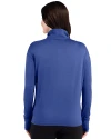 Denver Broncos Historic Cutter & Buck Forge Recycled Four-Way Stretch Womens Quarter Zip Pullover Tour Blue Heather Back Thumbnail Image