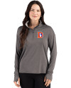 Denver Broncos Historic Cutter & Buck Forge Recycled Four-Way Stretch Womens Quarter Zip Pullover Dark Black Heather Front Thumbnail Image