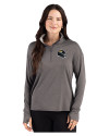 Jacksonville Jaguars NFL Helmet Cutter & Buck Forge Recycled Four-Way Stretch Womens Quarter Zip Pullover Dark Black Heather Front Thumbnail Image