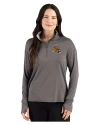 San Francisco 49ers NFL Helmet Cutter & Buck Forge Recycled Four-Way Stretch Womens Quarter Zip Pullover Dark Black Heather Front Thumbnail Image