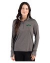 New York Jets Cutter & Buck Forge Recycled Four-Way Stretch Womens Quarter Zip Pullover Dark Black Heather Front Thumbnail Image